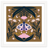 Pink Moth with Flowers on a brown background thumbnail