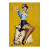Pinup Woman Posing With Her Dog (Print Only) thumbnail