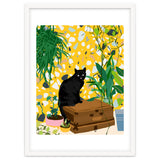 Urban Jungle Cat, Black Cats Pets Terrazzo Decor, Whimsical Bohemian Animals Illustration, Eclectic Quirky Travel thumbnail