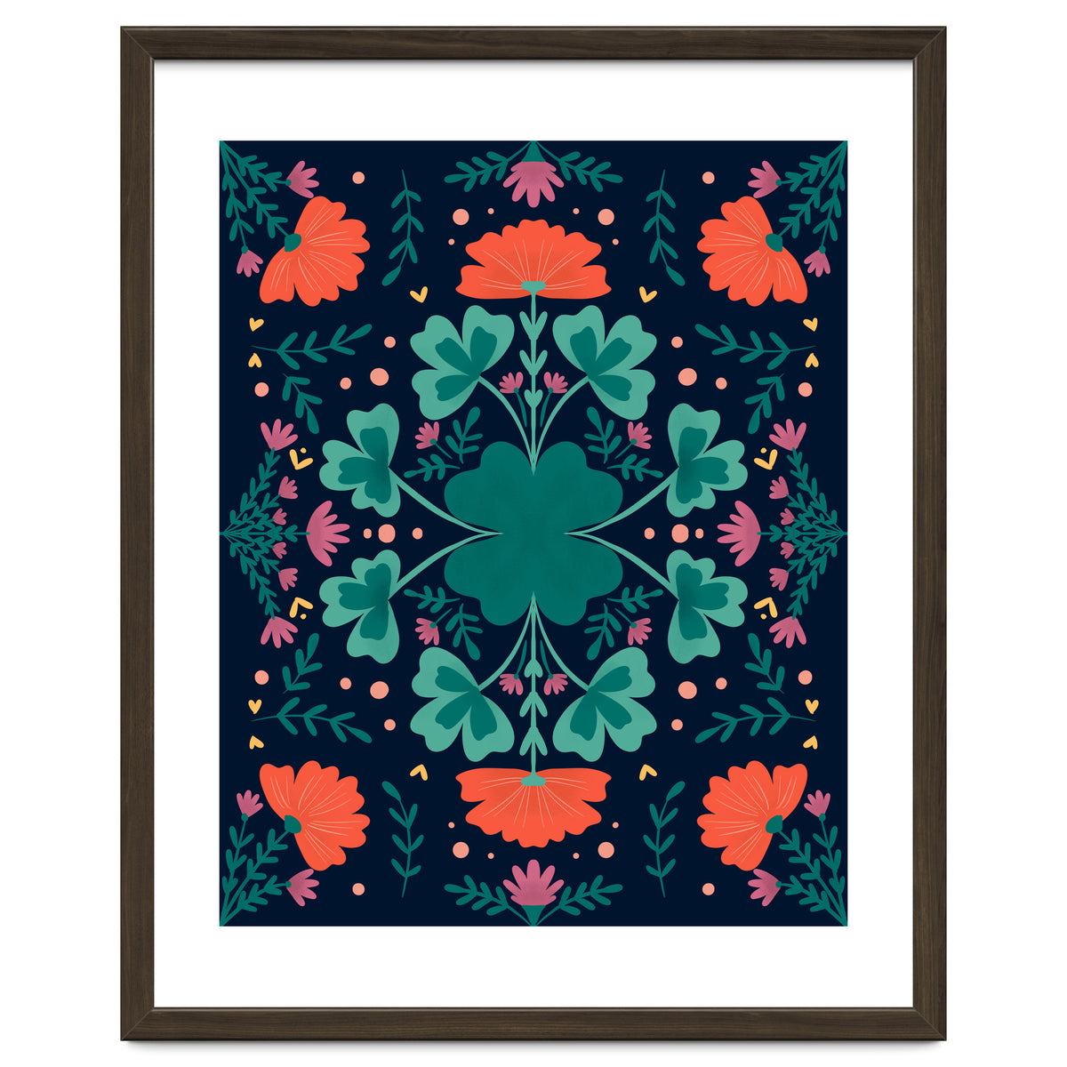 Clovers And Flowers Teal and Orange