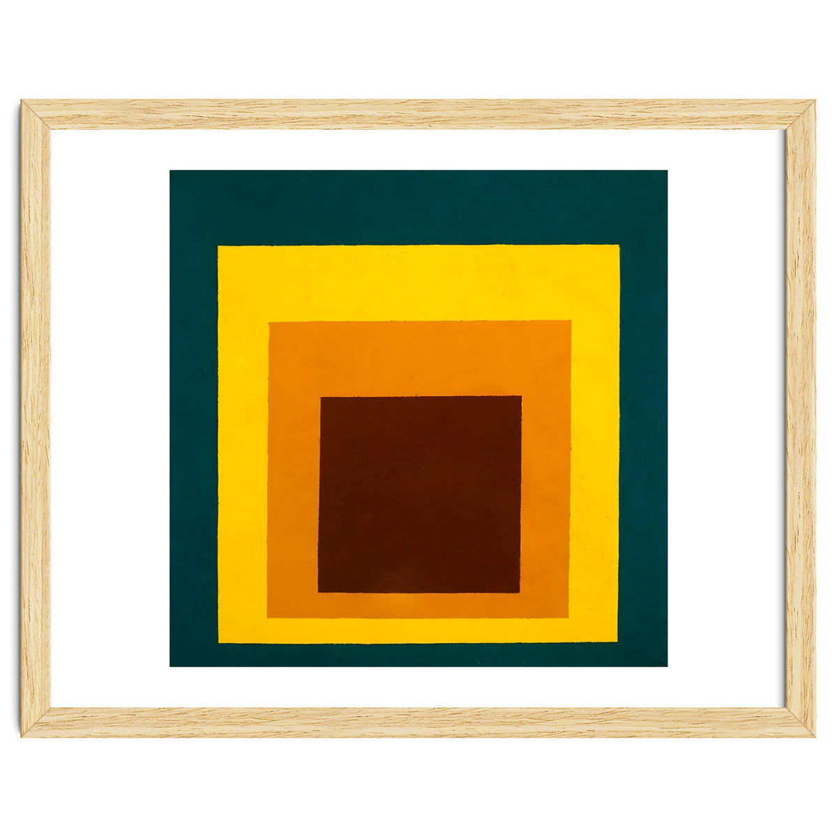 JOSEF ALBERS - HOMAGE TO THE SQUARE DARK GREEN YELLOW ORANGE BROWN