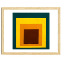 JOSEF ALBERS - HOMAGE TO THE SQUARE DARK GREEN YELLOW ORANGE BROWN
