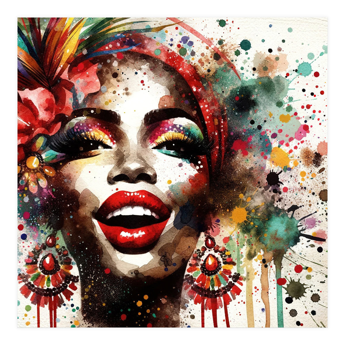 Brazilian Carnival Watercolor Portrait (Print Only)