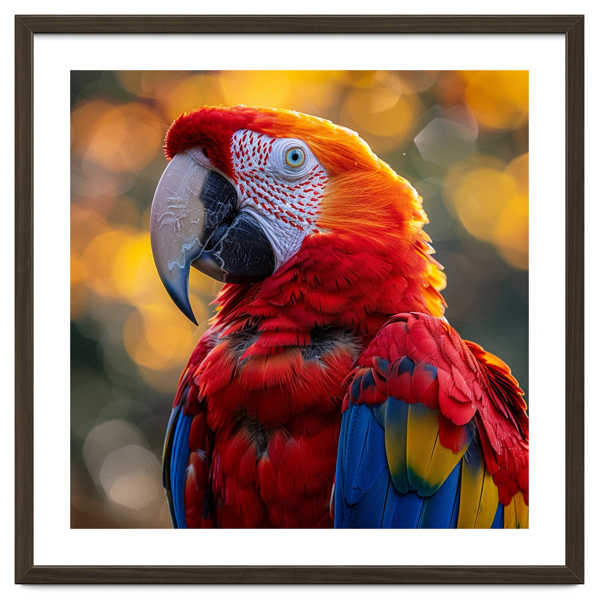 Scarlet Macaw Parrot Close Up Portrait