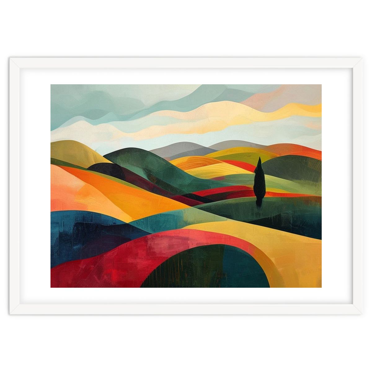 Abstract Tuscan Hills Landscape Painting