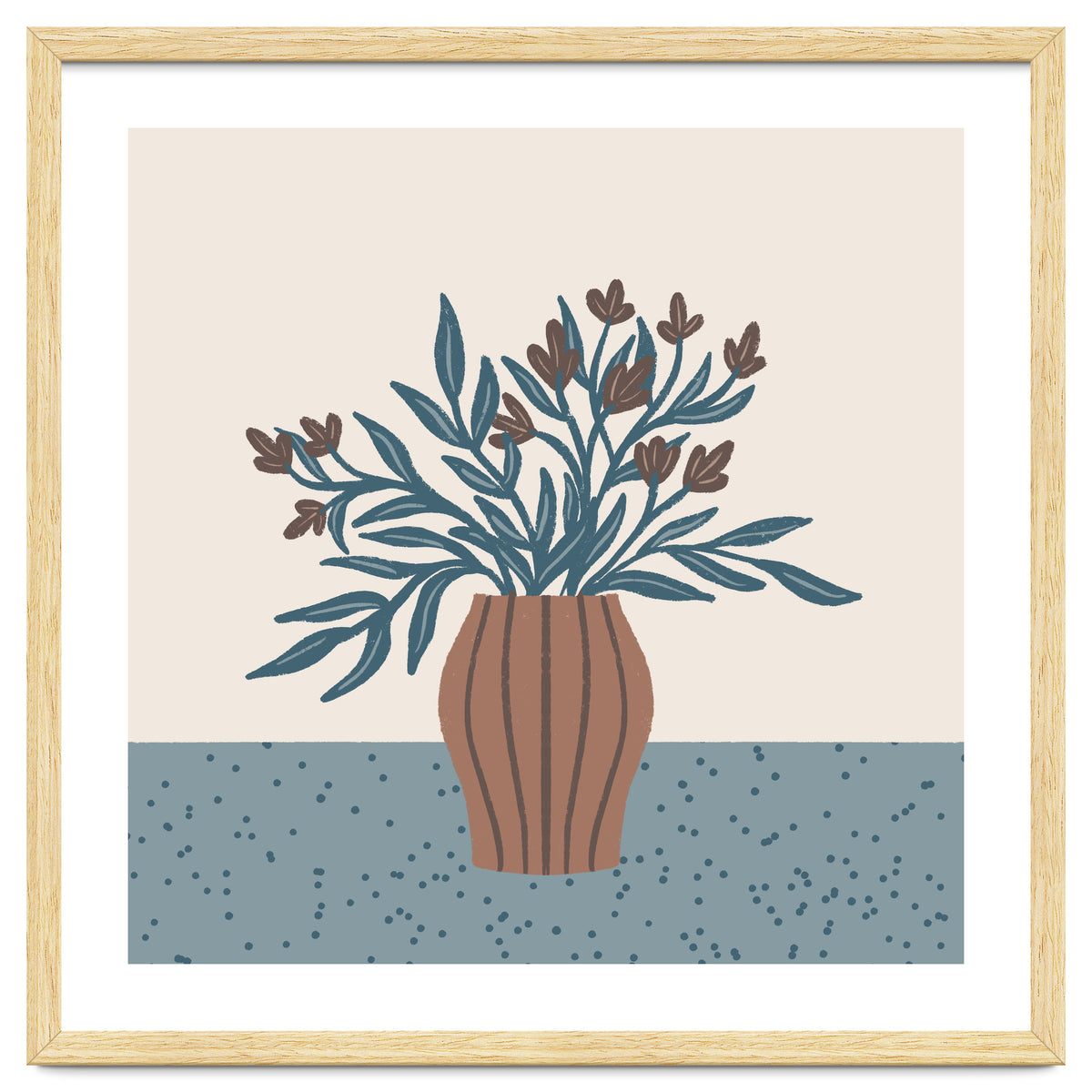 Brown Flowers in a Vase – Minimalist Floral Still Life