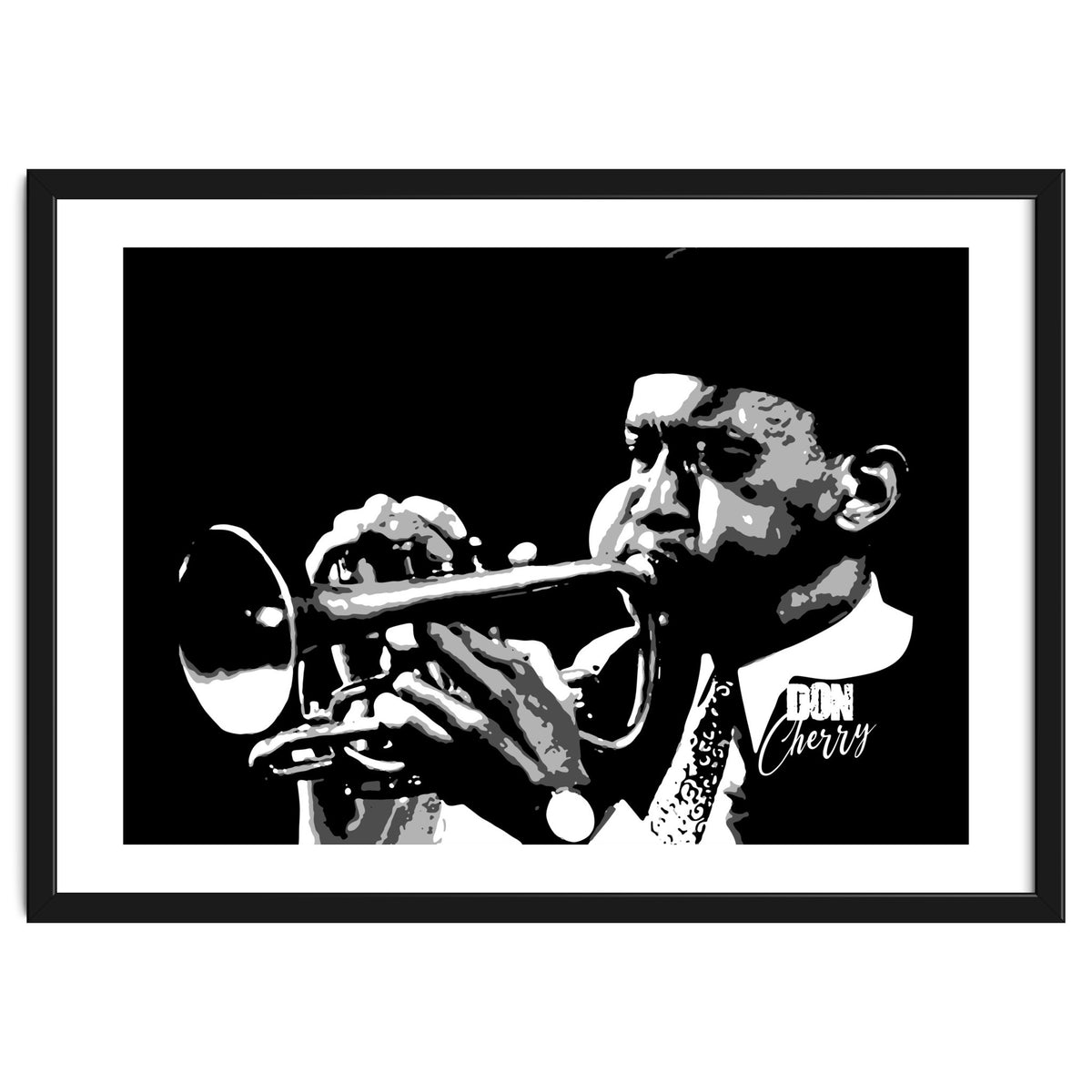 Don Cherry American Jazz Trumpeter in Grayscale