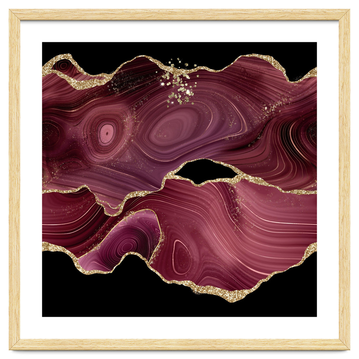 Burgundy & Gold Glitter Agate Texture 03