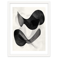 Abstract Black And White Flowing Organic Shapes With Texture