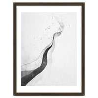 Abstract Black And White Ink Flowing Lines With Splatter