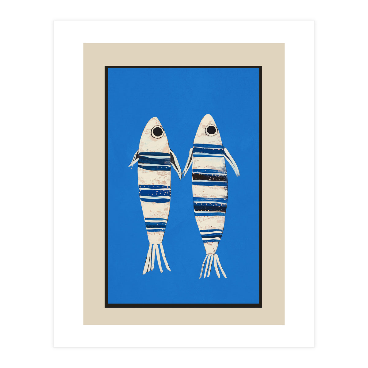 Minimal Fish On Blue (Print Only)