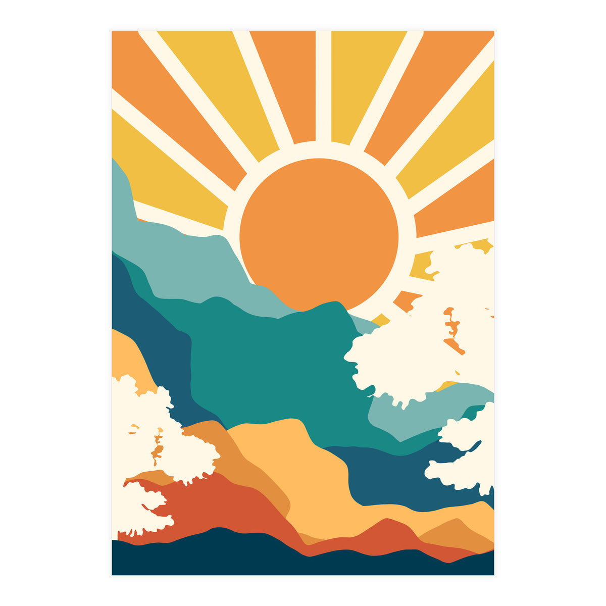 Sunrise Mindset, Positivity Optimism Self Love Self Care Growth, Nature Retro Eclectic Bohemian Peace Contemporary (Print Only)