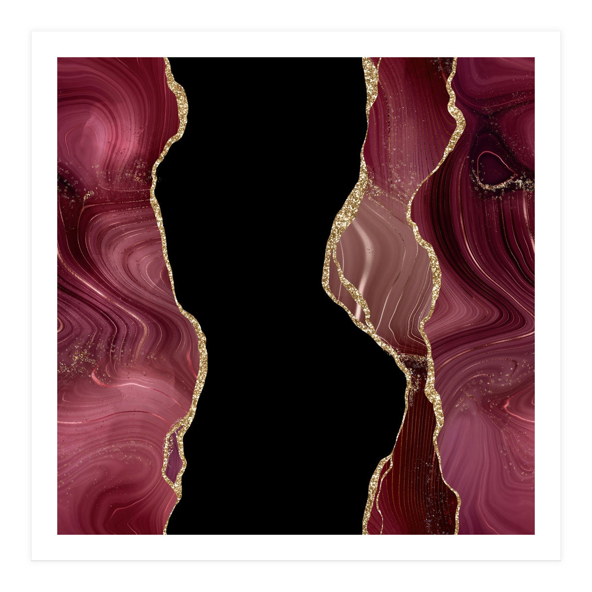 Burgundy & Gold Glitter Agate Texture 02  (Print Only)