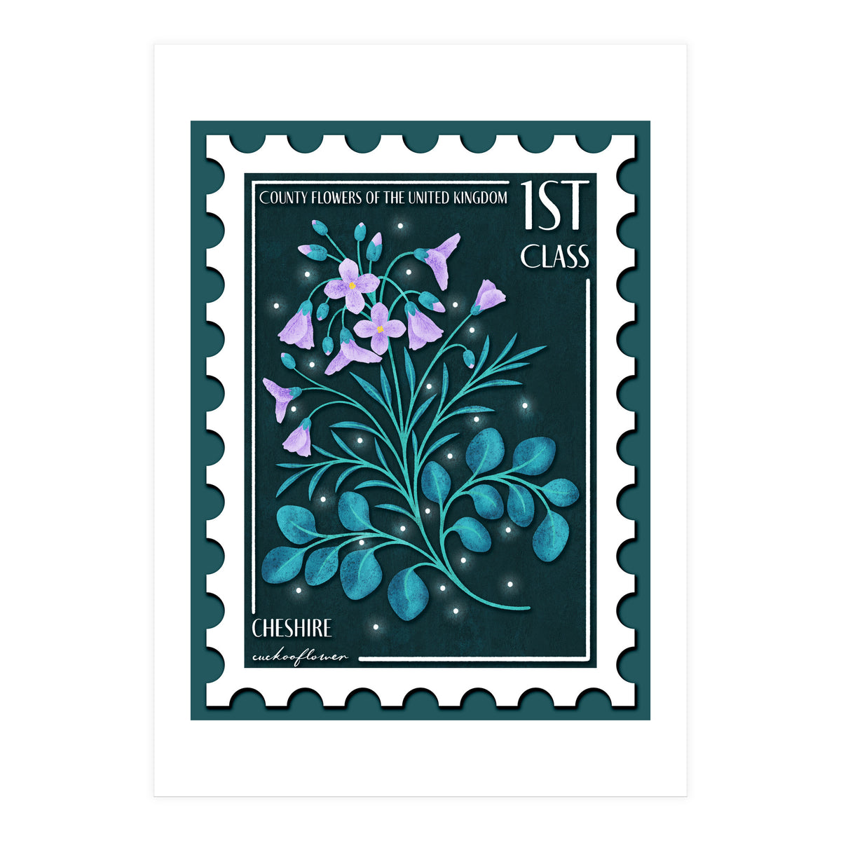 The Cheshire Cuckooflower Postage Stamp (Print Only)