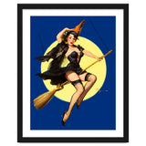 Pinup Sexy Witch Posing On A Broom thumbnail