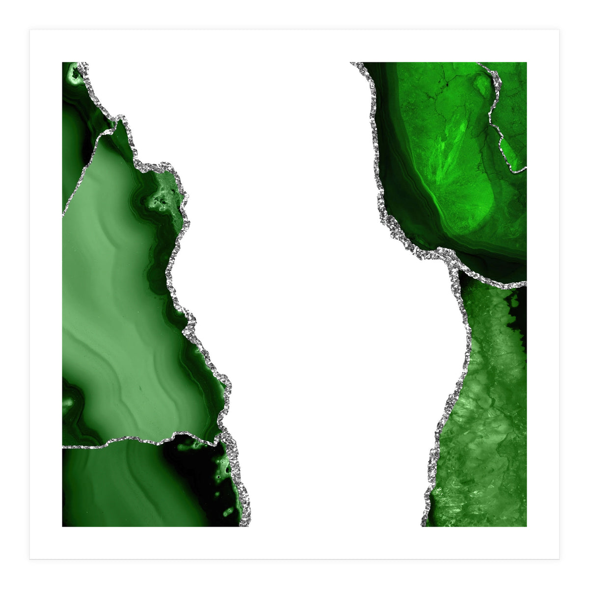 Green & Silver Agate Texture 15  (Print Only)