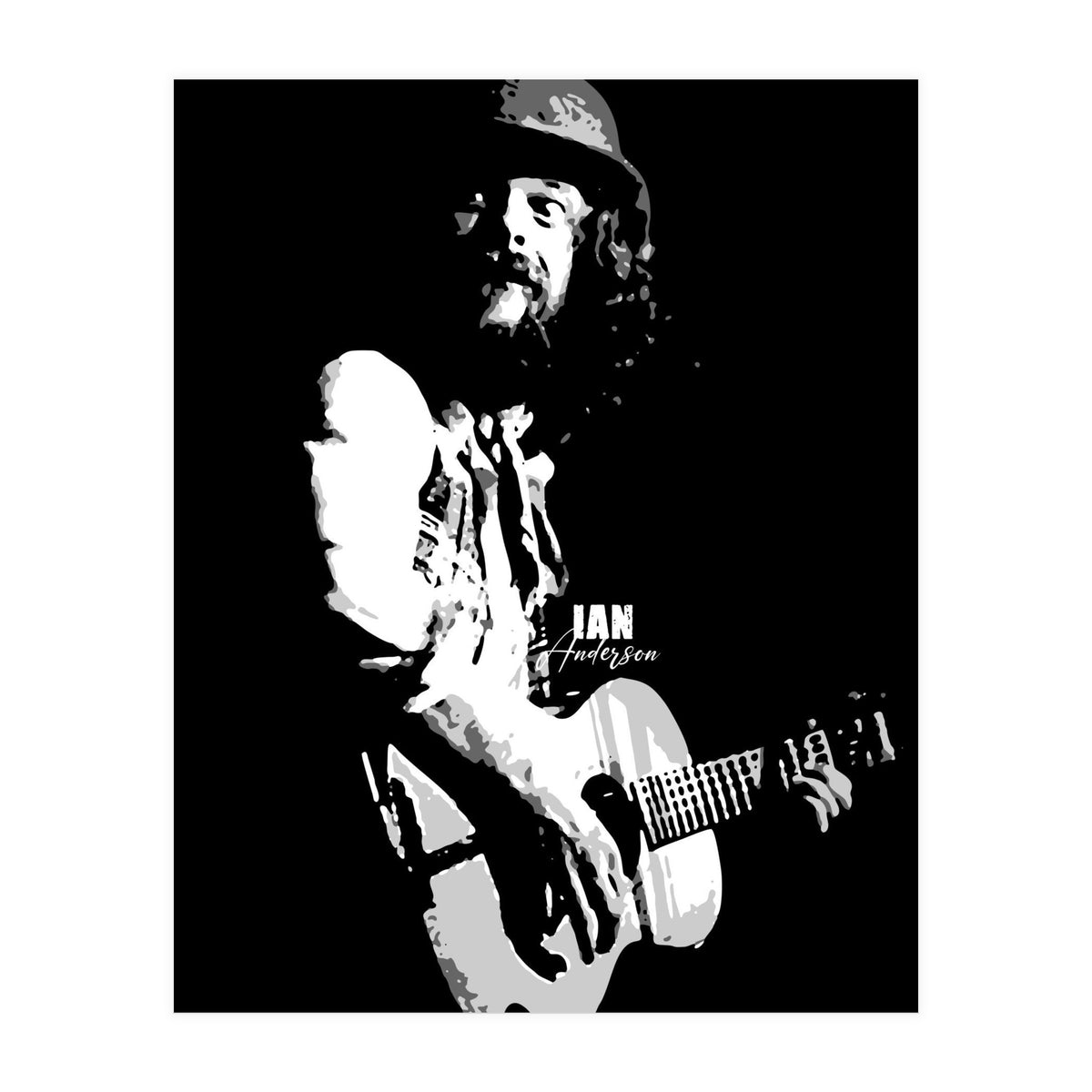 Ian Anderson Rock Music Legend in Grayscale (Print Only)