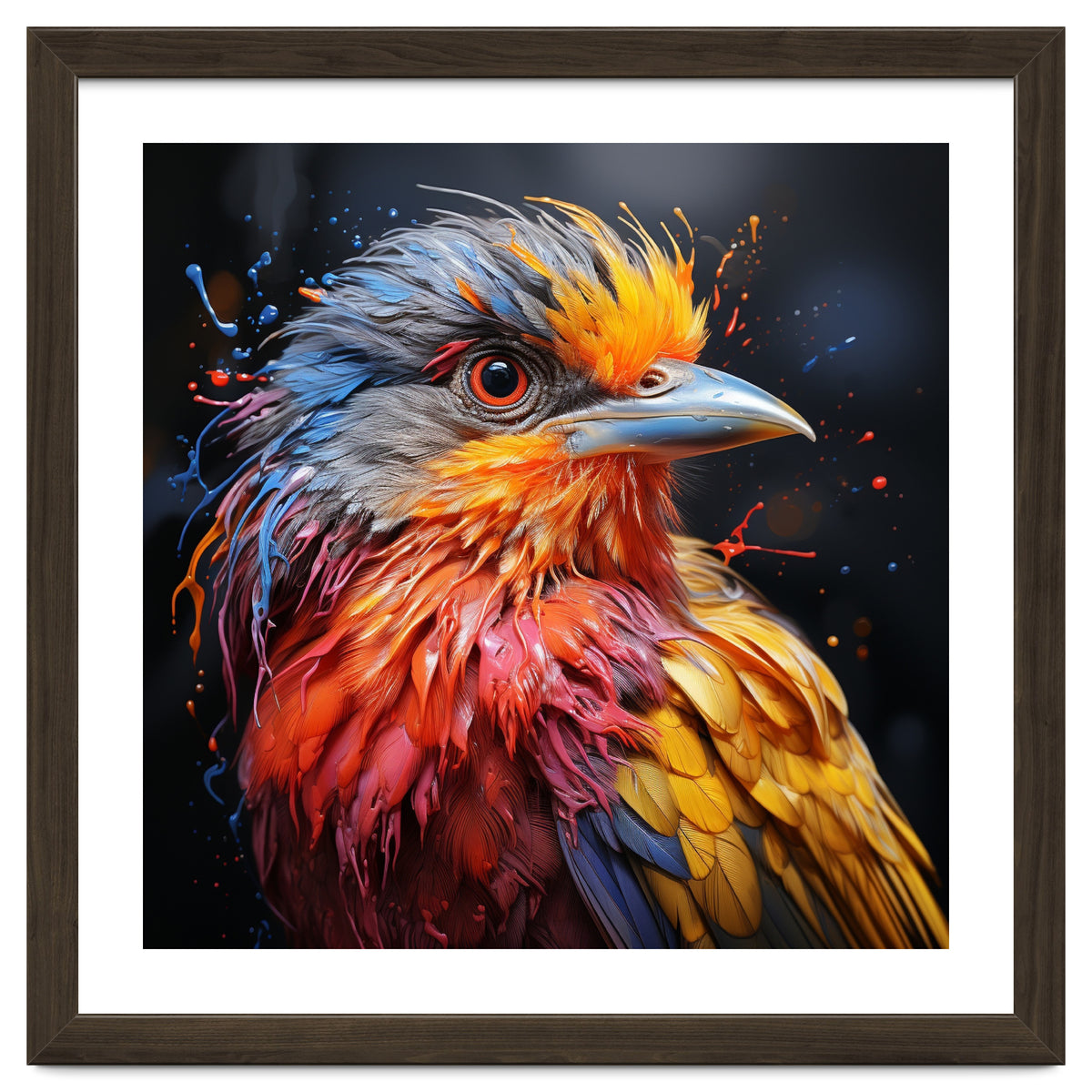 Vibrant Bird With Colorful Splatter Paint