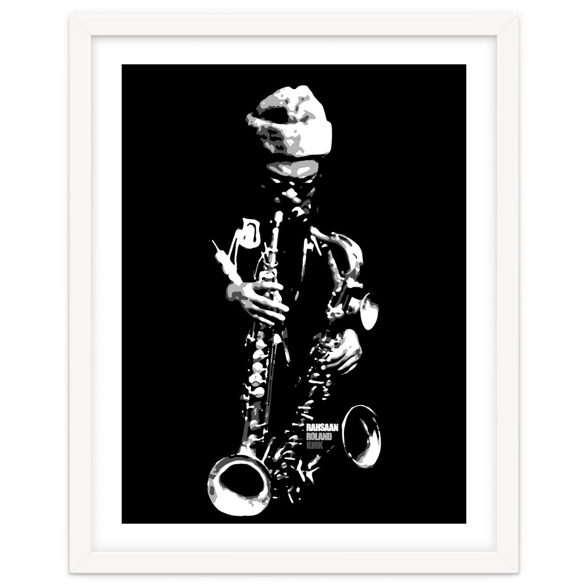 Rahsaan Roland Kirk Jazz Music Legend in Grayscale