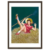 Pinup Sexy Girl Posing On A Hay With A Pitchfork thumbnail