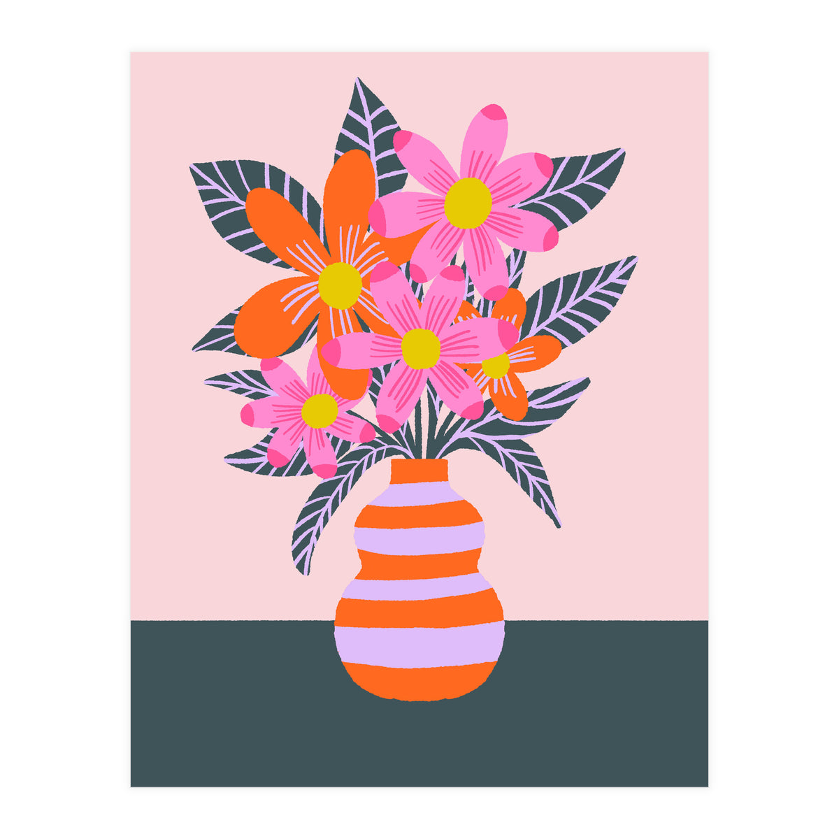 Colorful Flowers In a Vase (Print Only)