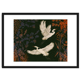 White Herons Flying Asian Art thumbnail