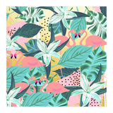 Flamingo Tropical, Colorful Modern Bohemian Eclectic Jungle Graphic Design, Blush Forest Gold Floral (Print Only) thumbnail