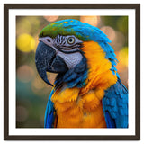 Blue And Yellow Macaw Parrot Close Up Detailed Shot thumbnail