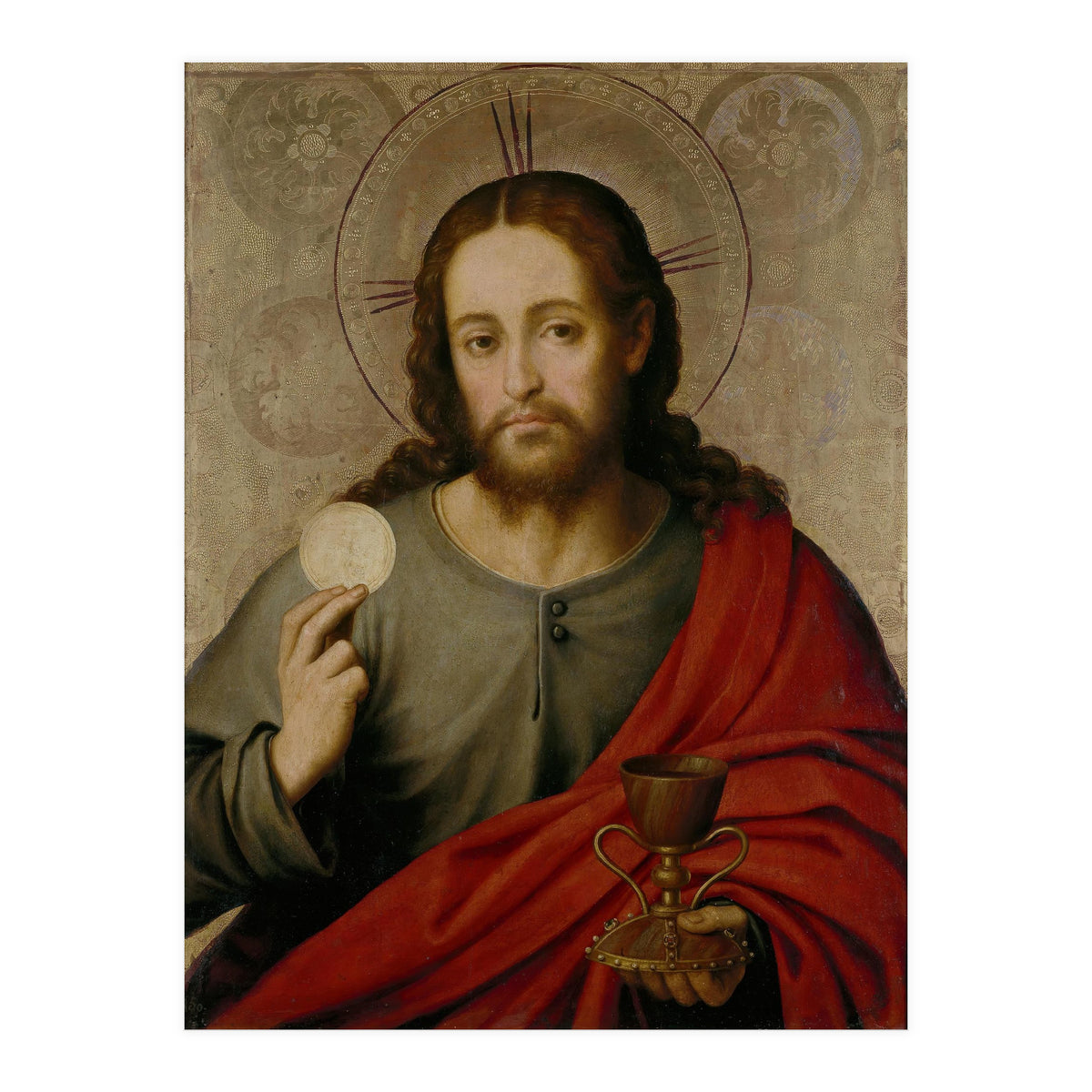 Juan de Juanes / 'The Saviour', 1545-1550, Spanish School, Oil on panel, 73 cm x 49 cm, P00845. (Print Only)