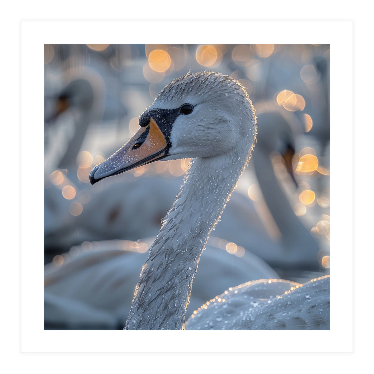 Majestic Swan Close Up With Water Droplets (Print Only)