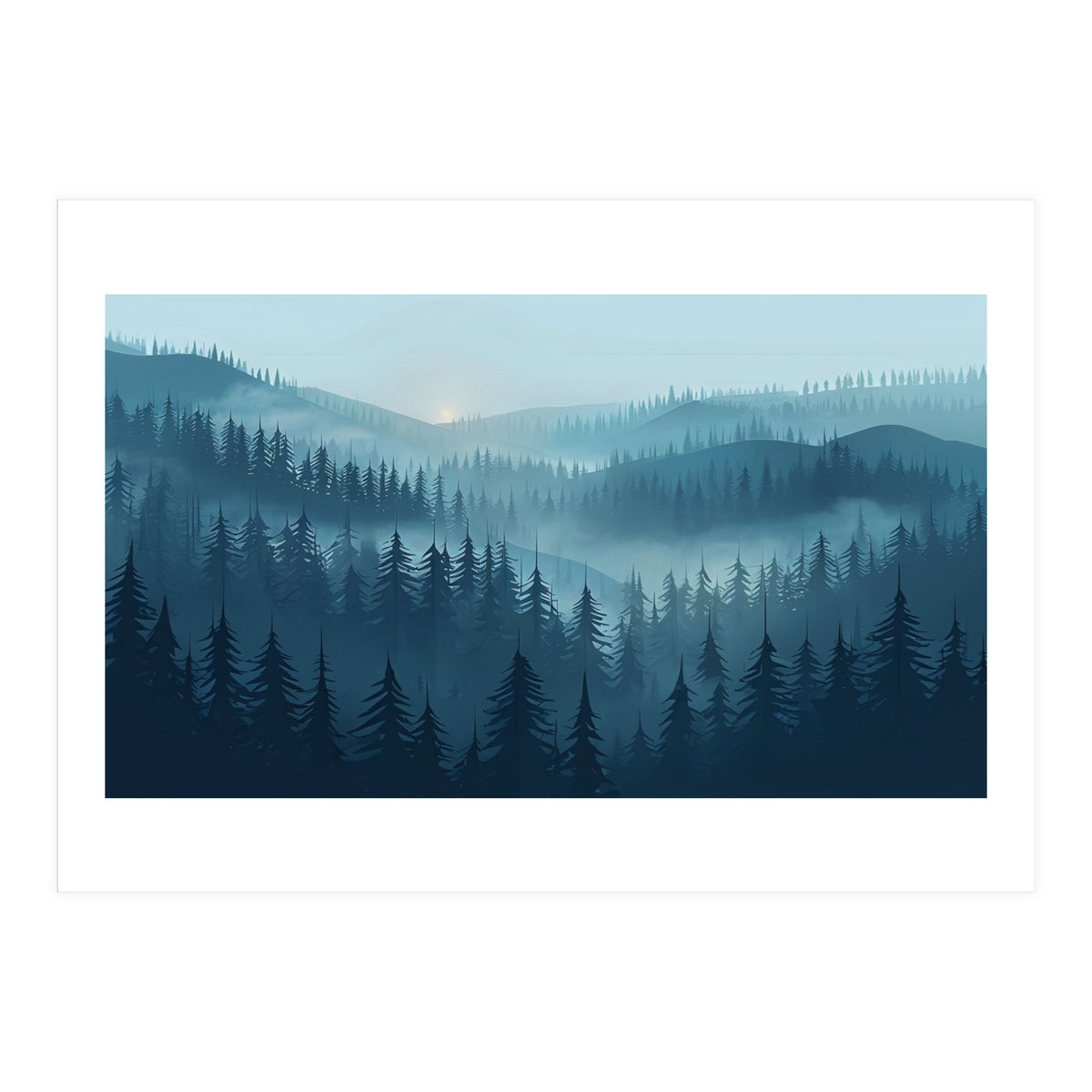 Misty Evergreen Forest: Moody Atmospheric Landscape (Print Only)