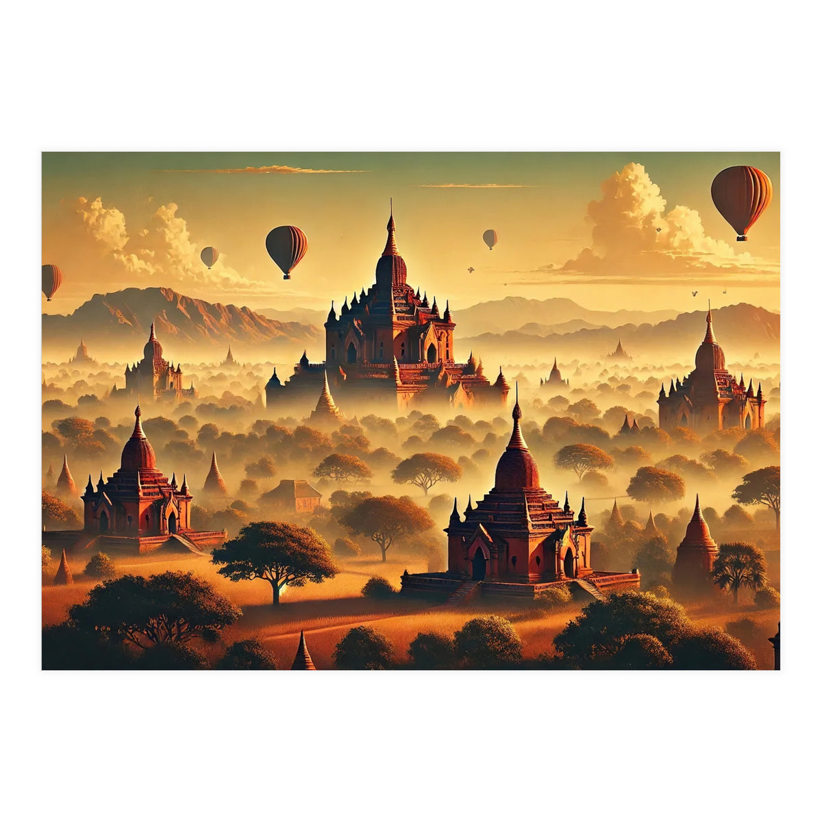 Vintage Bagan Poster, Myanmar (Print Only)