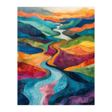 Colorful Abstract River Valley Landscape Art (Print Only) thumbnail