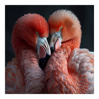 Two Flamingos Together Showing Affection (Print Only)