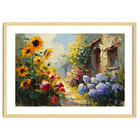 Vibrant Summer Cottage Garden Oil Painting