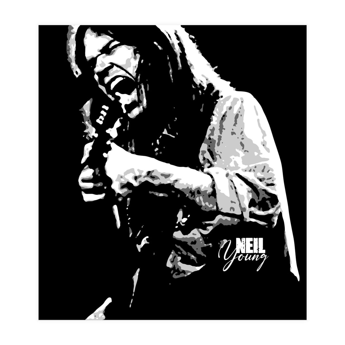 Neil Young Musician Legend in Grayscale 2 (Print Only)