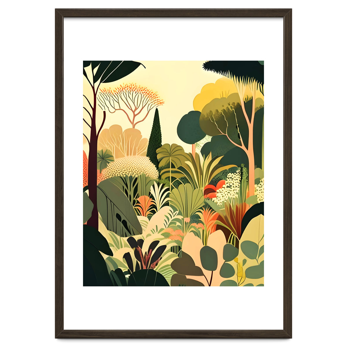 Pastel Garden, Botanical Nature Plants Jungle, Bohemian Eclectic Forest Illustration