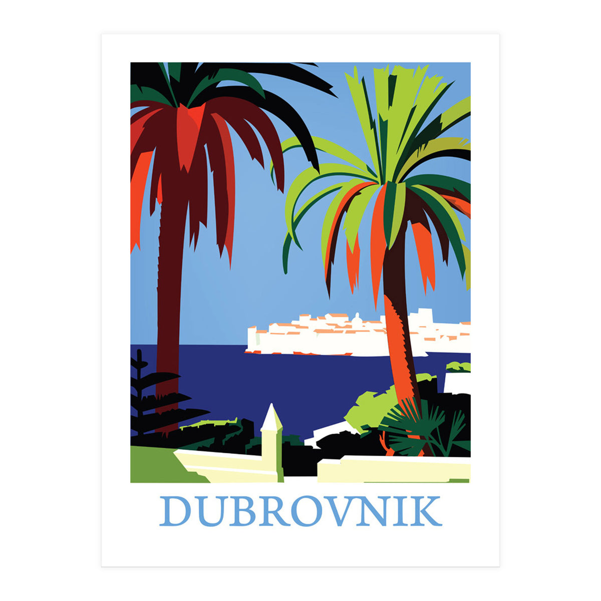 Dubrovnik, The Fortress and Palm Trees (Print Only)