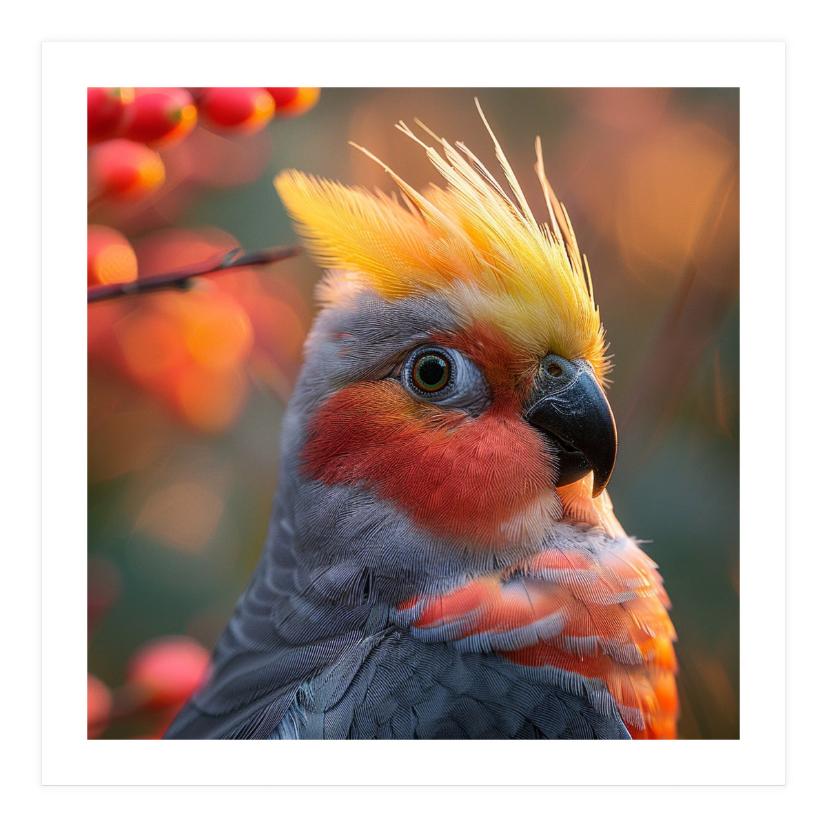 Close Up Portrait Of A Cockatiel Bird (Print Only)