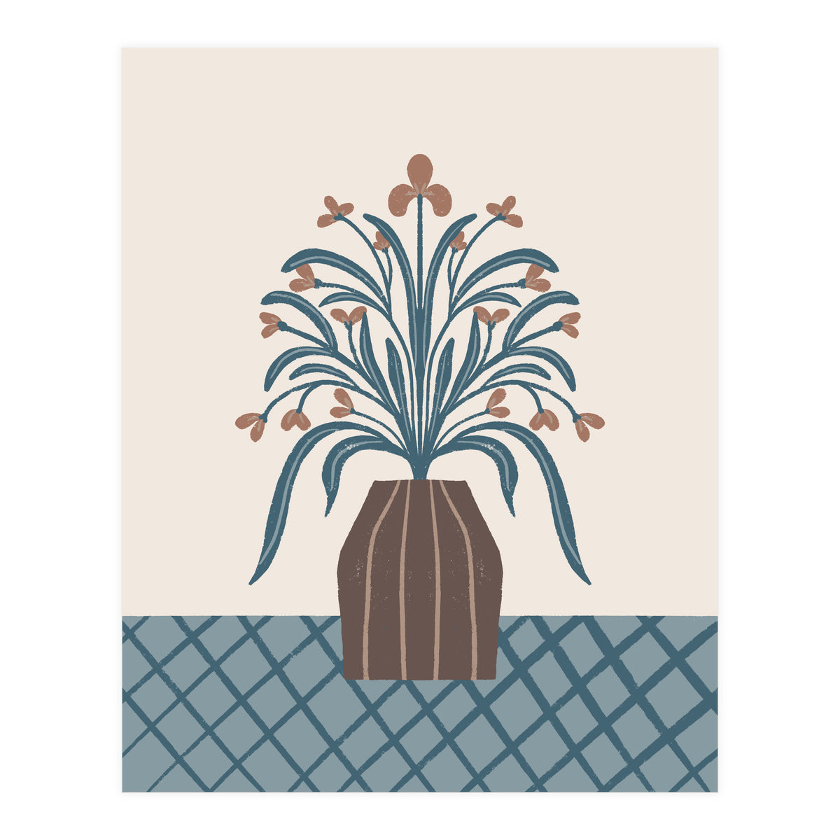 Earthy Modern Vase with Florals (Print Only)