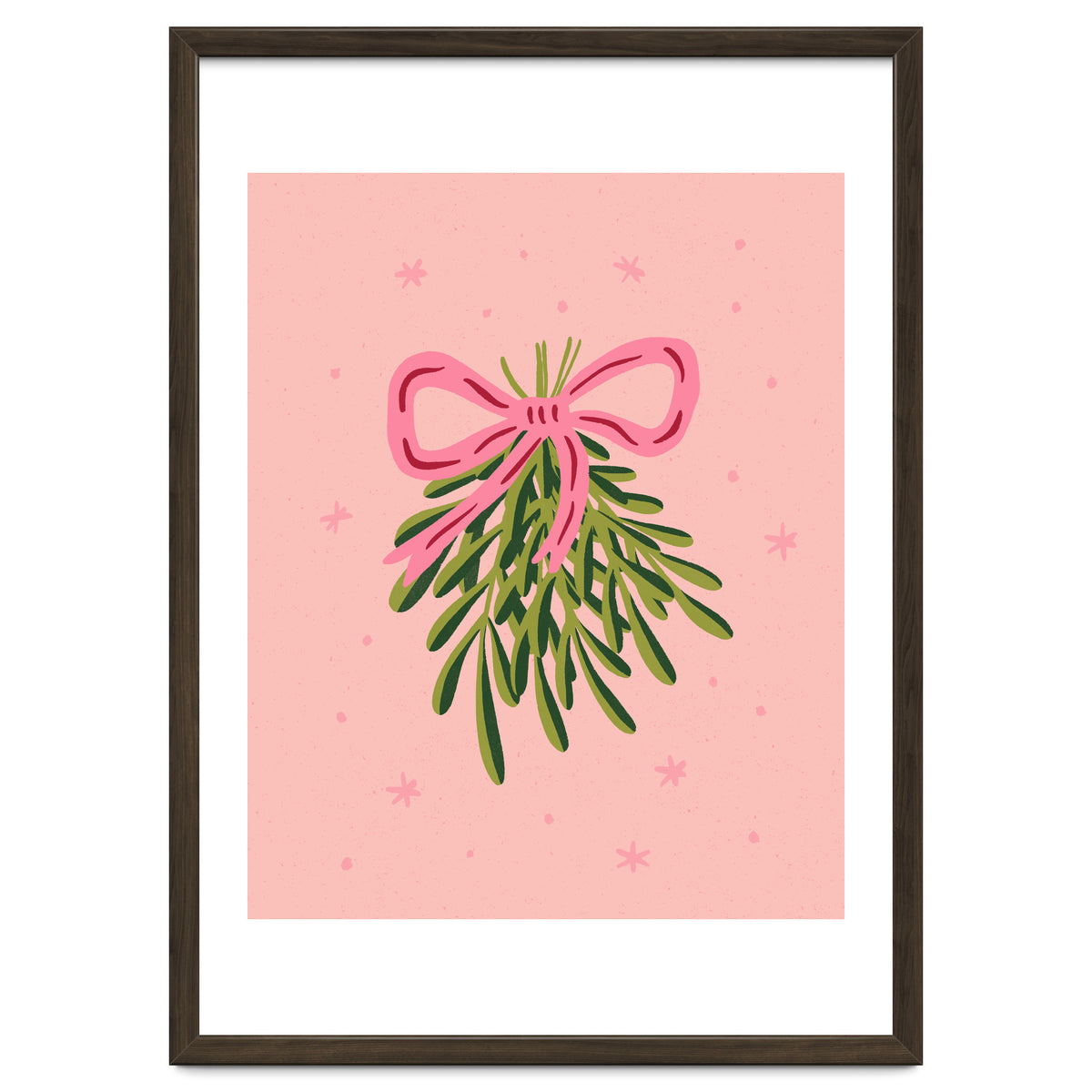 Mistletoe And Pink Bow