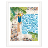 Click, Summer Travel Poolside Swim, Moroccan Tiles Staycation Vacation Holiday, Bohemian Woman Swimsuit Fashion Pose thumbnail