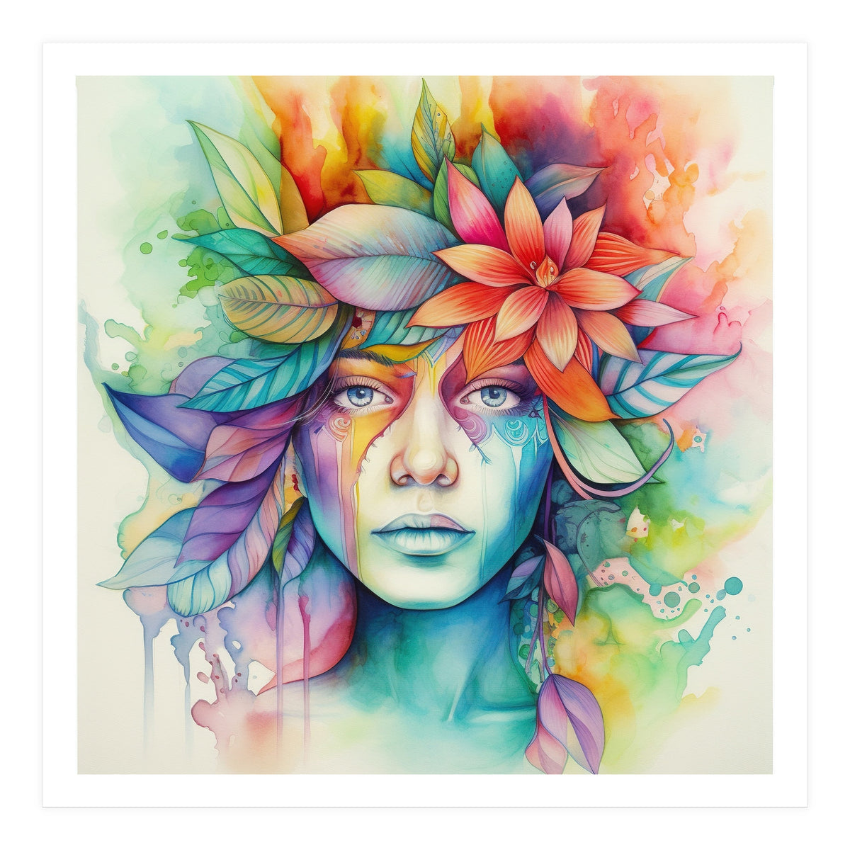 Watercolor Tropical Woman #2 (Print Only)