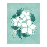 White Flowers On Mint (Print Only) thumbnail