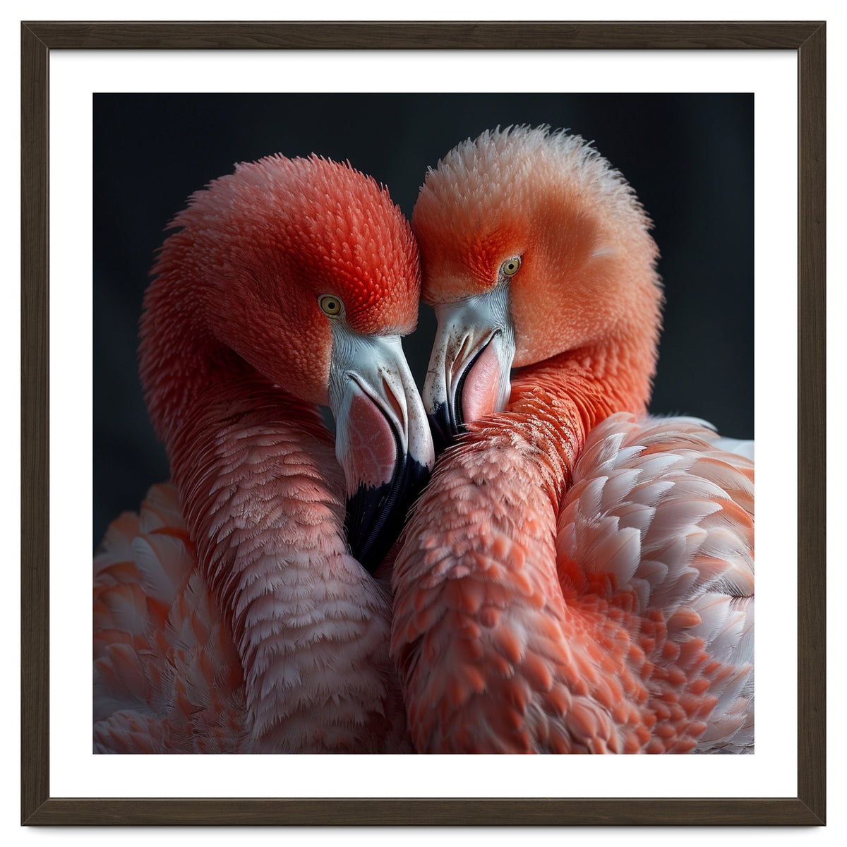 Two Flamingos Together Showing Affection