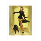 Pinup Girl In Black Dress On A Hall Experiencing Sudden Wind (Print Only) thumbnail