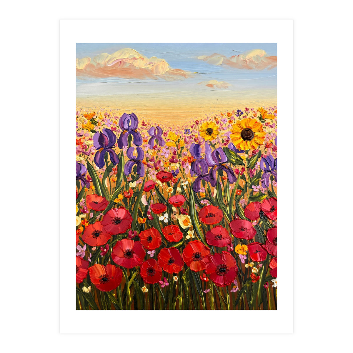 Vibrant Wildflower Field Oil Painting (Print Only)