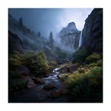 Majestic Misty Mountain Valley with Cascading Waterfall (Print Only) thumbnail