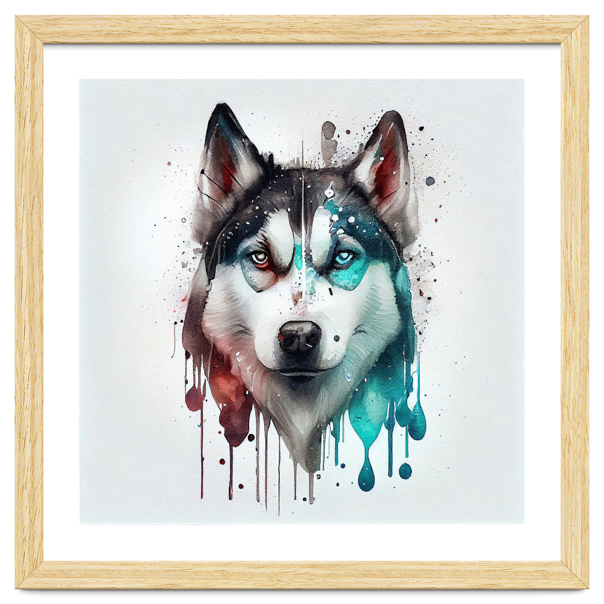 Watercolor Siberian Husky Dog