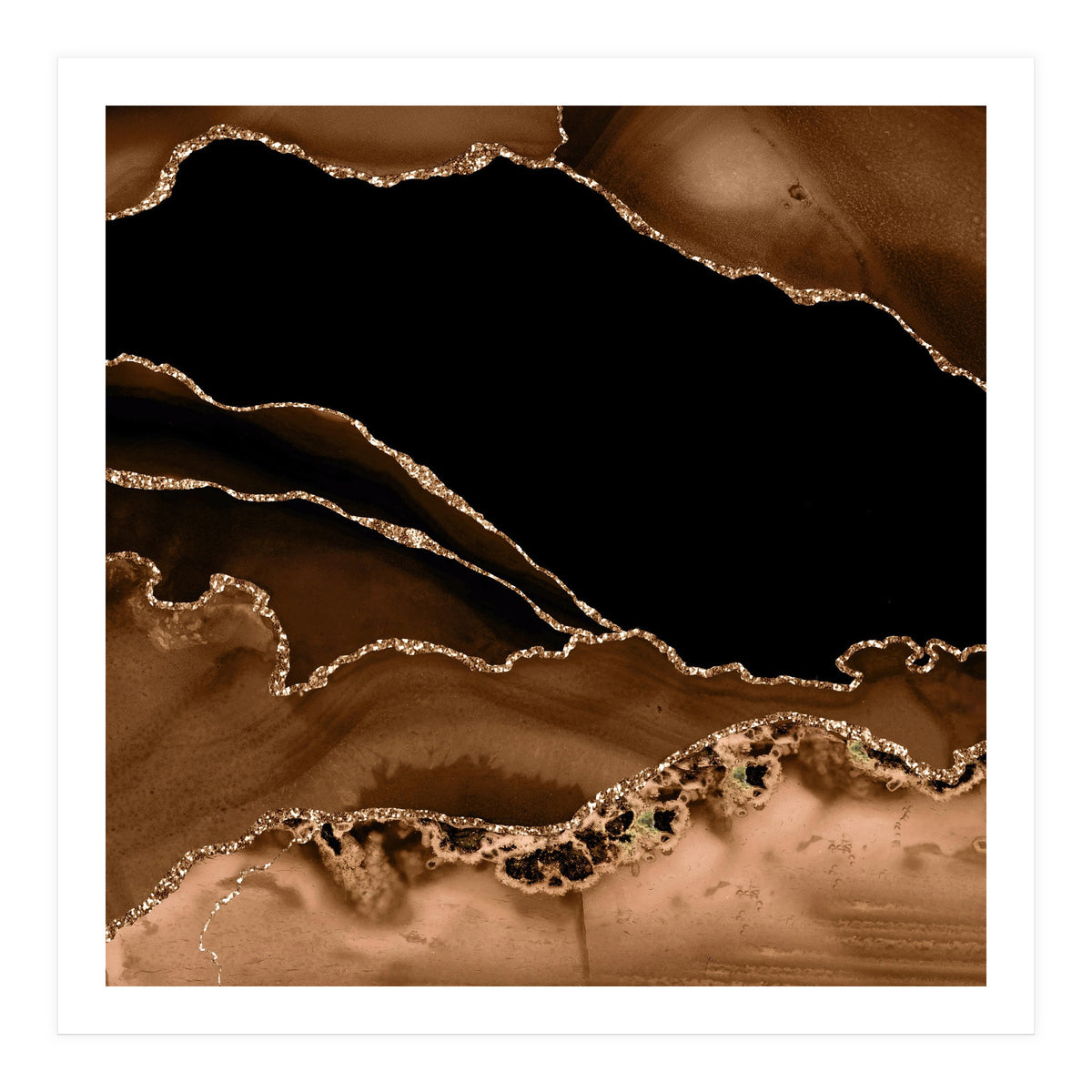 Brown & Gold Agate Texture 14 (Print Only)